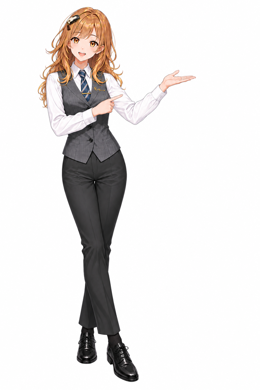 手を添えて案内する日向なぎの全身イラスト