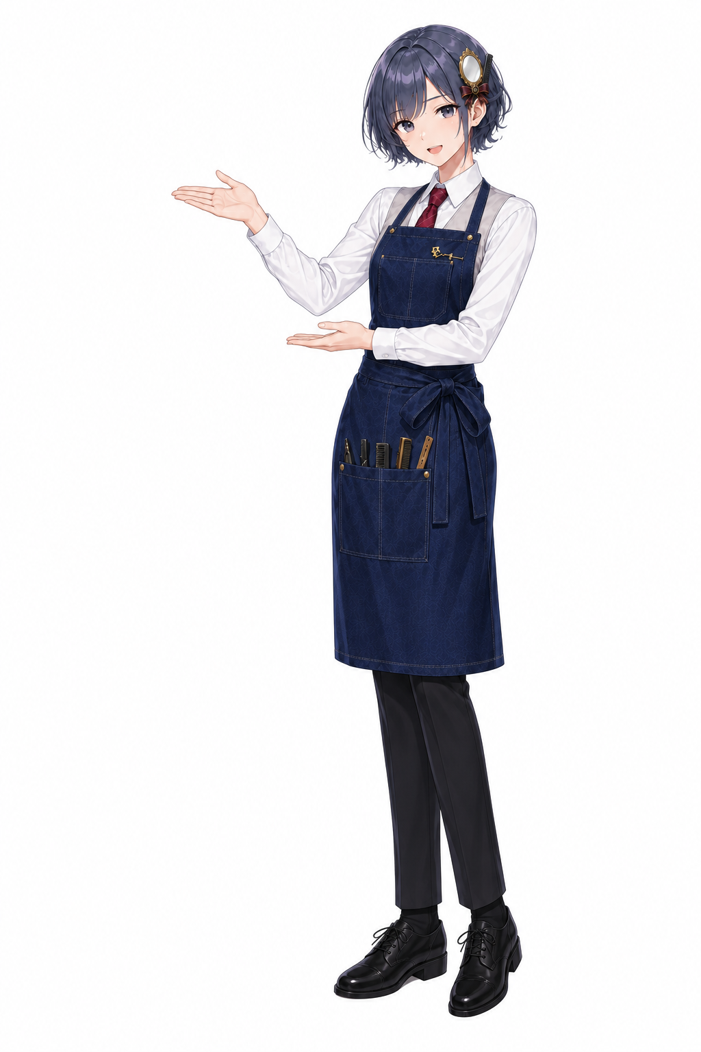 手を添えて案内する関谷しずくの全身イラスト