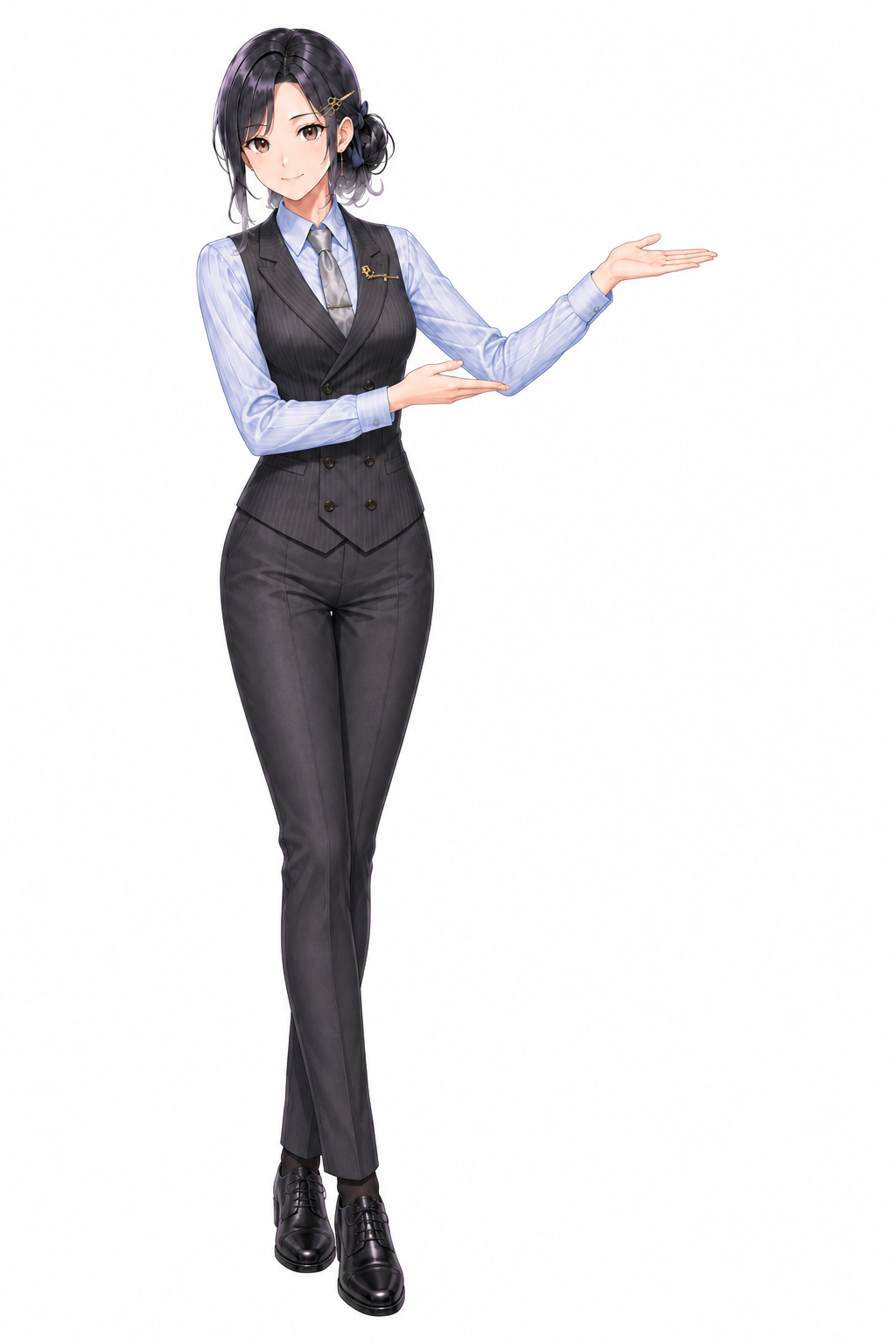 手を添えて案内する保科つむぎの全身イラスト