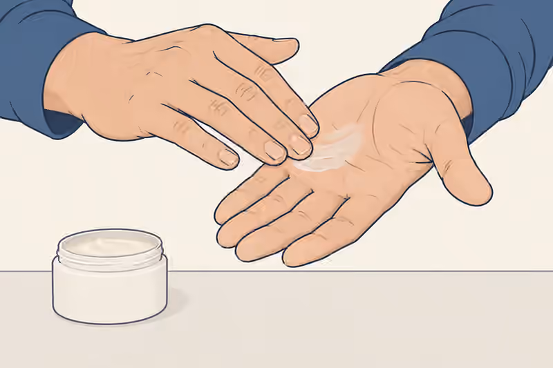 少量の整髪料を手のひらへ薄く伸ばす説明用イラスト